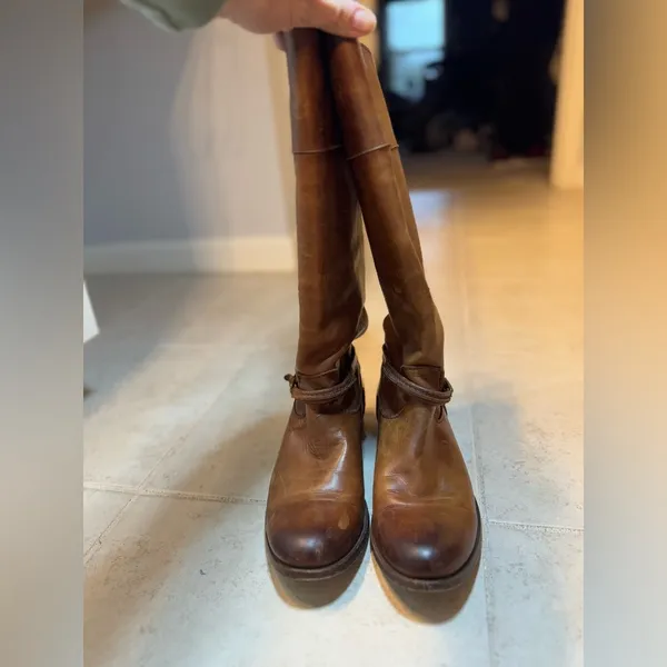 Frye Melissa Seam Riding Boot Cognac Leather Size‎ 7.5 - Image 3