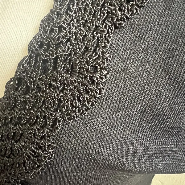 Joseph A. Vintage Knitted Cardigan Size Small Black Crochet Tie Front Whimsygoth - Image 10