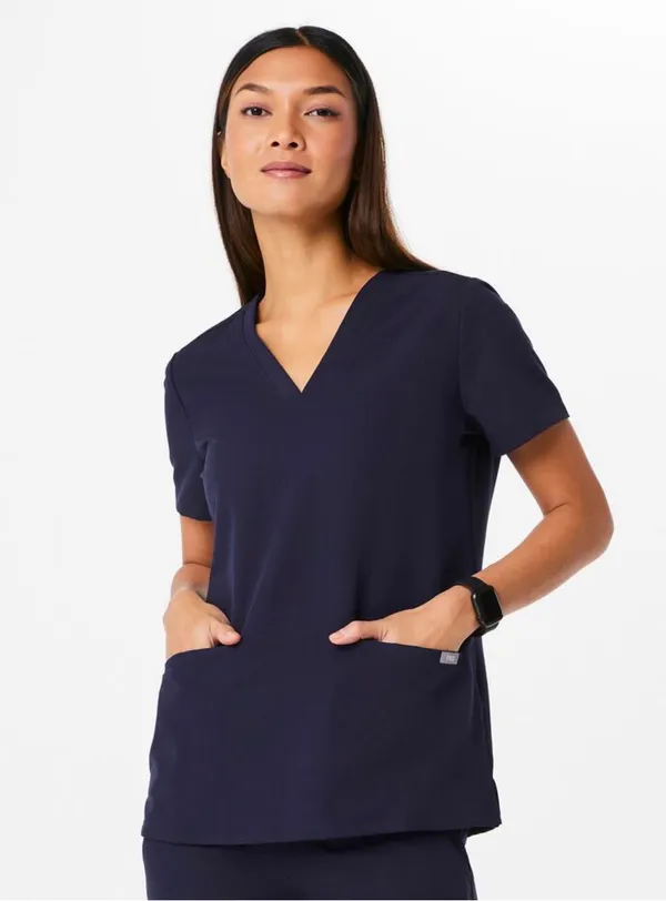 FIGS Casma Three Pocket Scrub Top PO 1518 Navy - Image 2