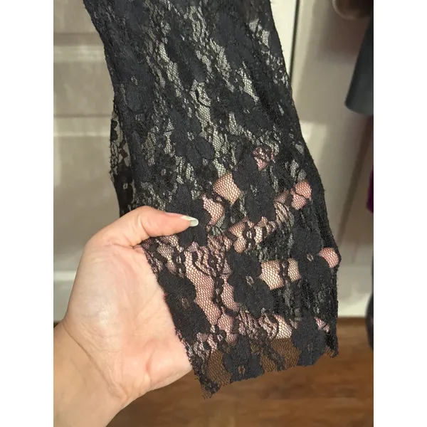 Sheer Black Lace Flare Pants Whimsigoth Coquette Pink Bows Coquette Pastel‎ Goth - Image 5