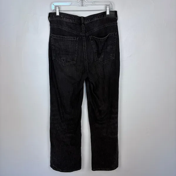 American Eagle Skater Jean Black‎ Distressed Baggy Wide Leg Grunge Size 8 Short - Image 6