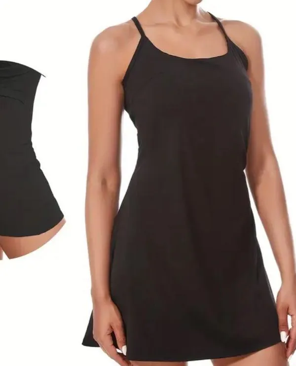 Boutique Women’s Casual Sports Easy Peezy Tennis Workout Dress with Shorts and Bra - Image 4