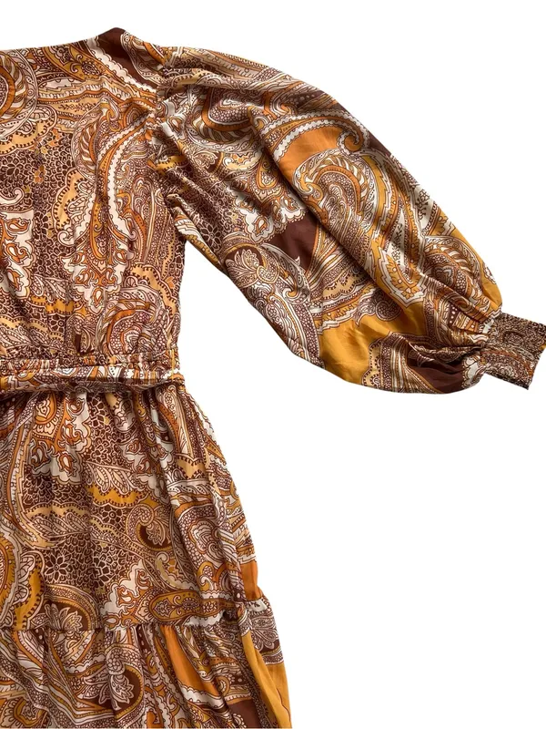 Flying Tomato Paisley Warm Autumn balloon sleeve maxi dress Size M Boho - Image 10