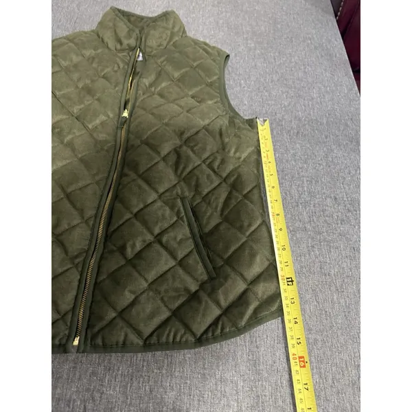 Old Navy Puffer Vest Womens Sz L Green Quilted Full Zip Pockets Outdoors Layer - Image 3