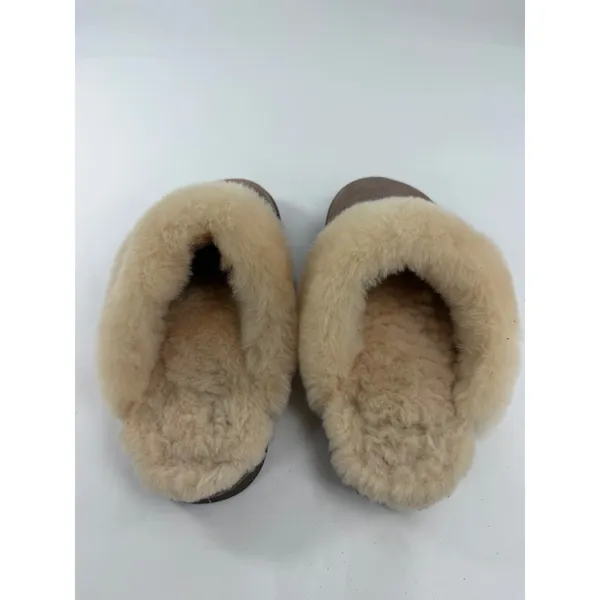Old Friend Women Scuff Suede Sheepskin Slippers Chestnut Brown Size 6M - Image 4