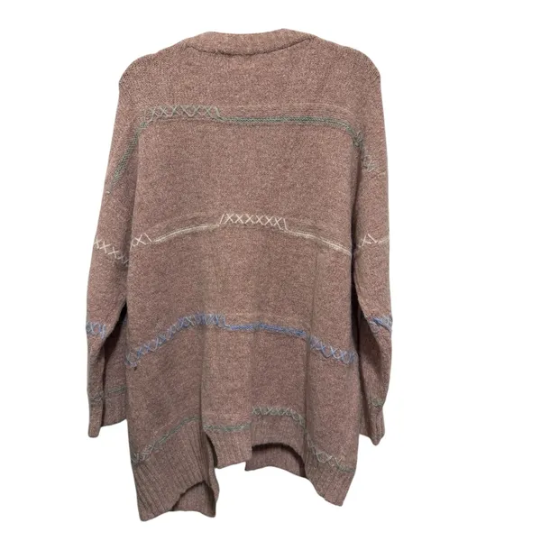 POL Pink Knit Open Front Cardigan‎ Sweater With Embroidered Details Womens - Image 2