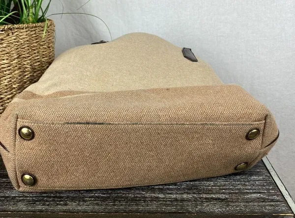 Coach Tan & Brown Wool Blend Striped North South Tote Bag - Image 3