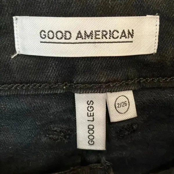 Good American Good Legs Mid Rise Black Skinny Jeans size 2/26 #784 - Image 7