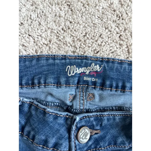 Wrangler Bootcut Jeans Medium Wash Denim Western Cowgirl Boho Pants Mid Rise - Image 2