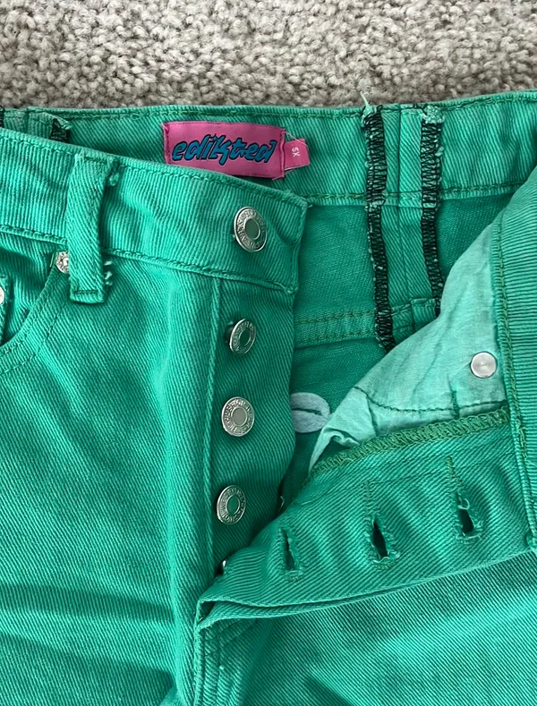 Edikted Green Straight Leg Pants - Image 3