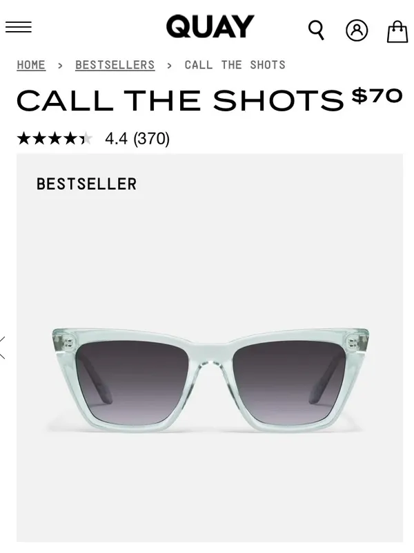 QUAY CALL THE SHOTS NO-NS-2560 tortoise Frame Smoke Lenses Sunglasses New in bag - Image 2