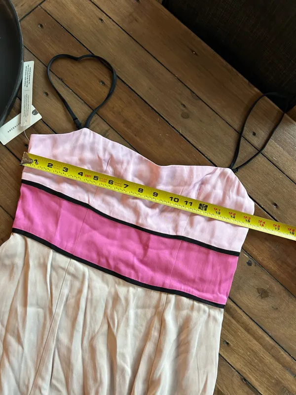 NWT Anthropologie Maeve Colorblock Pink Slip Midi Dress 4 - Image 10
