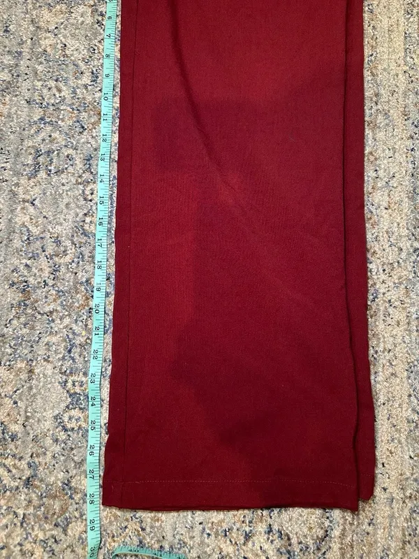 rue craft Tailored Trouser Burgundy Red High Waisted Wide Leg Pants Women's Size - Image 5
