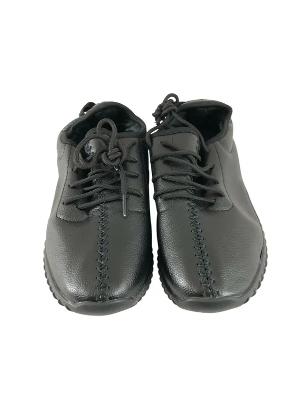 Womens Sneakers Faux Leather Lace Up Black Athletic Size 38 US 6 - Image 2