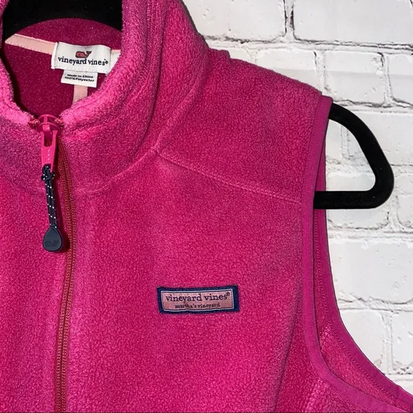 Vineyard Vines Pink Fleece Vest Womens Small Full Zip‎ Sherpa Preppy Outdoor - Image 2