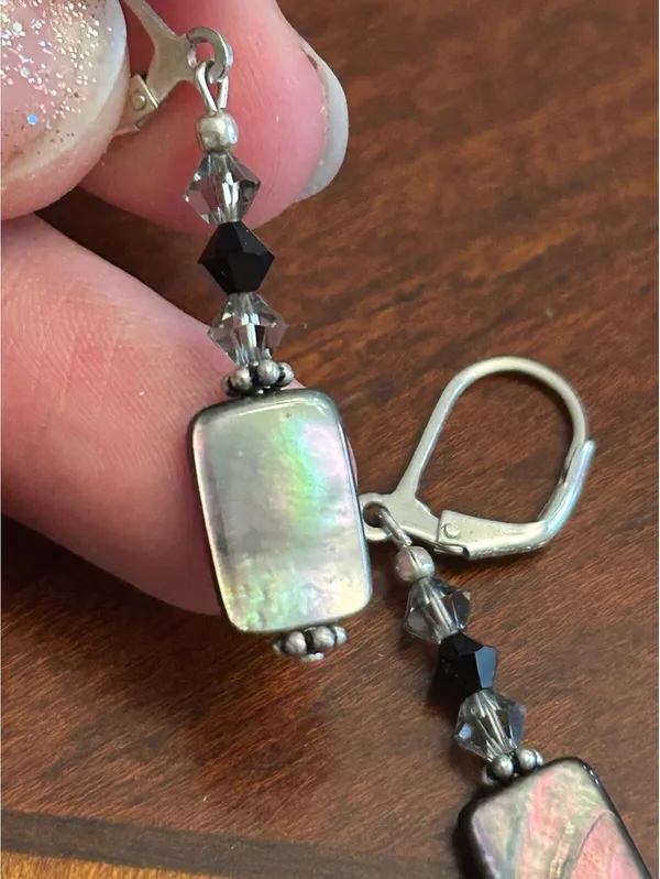 C437 Earrings 925 sterling silver very nice mother of pearl - Image 6