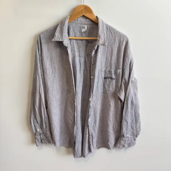 BDG Urban Outfitters‎ Striped Shirt Long Sleeve Button Down Pocket Oversized L - Image 6