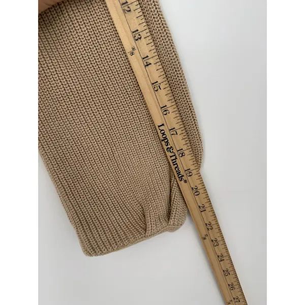 LOFT XS Tan Puff Sleeve Cardigan 100% Cotton V Neck Balloon Sleeve Sweater - Image 8