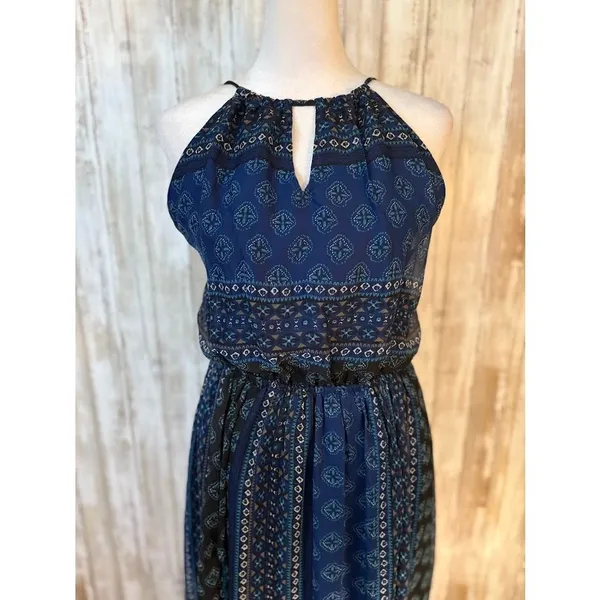 Hollister Blue Chiffon Halter Open Back Maxi‎ Dress - Large - Image 6