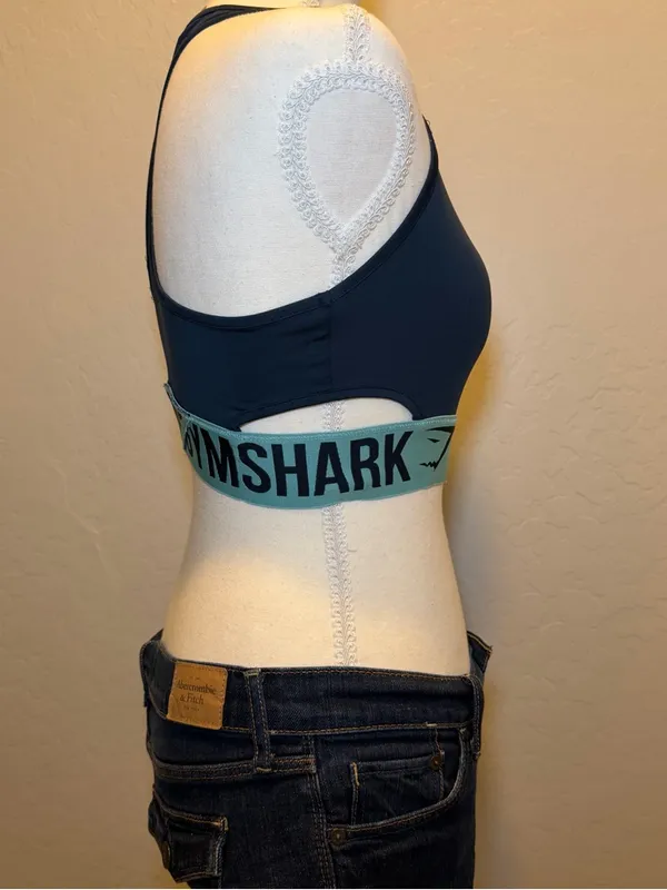 Gymshark Navy Racerback Sports Bra‎ Mint Logo Band Size S - Image 5