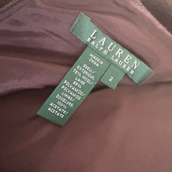Lauren Ralph Lauren Brown Wool Blend Pencil Skirt Size 2 Knee Length Lined Vent - Image 6