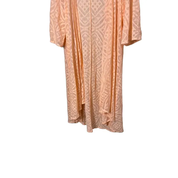 NWT Torrid Peach Geo Hi Lo Mesh Open‎ Front Kimono Cardigan Size M/L - Image 2
