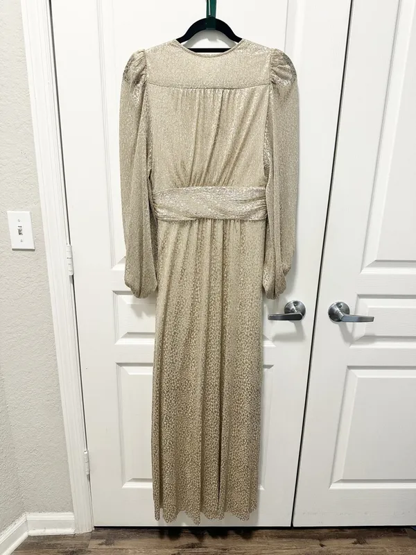 ba&sh Celie Metallic Dress in Gold - Image 3