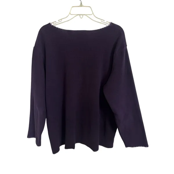 Vtg 90s Purple Fleece Evergreen Tree Sweater XL Cozy Winter Holidays Grannycore - Image 2