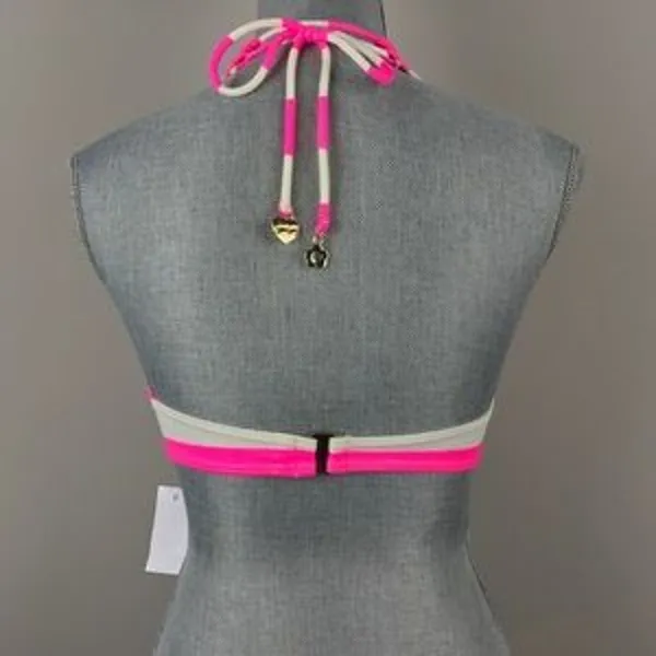 Juicy Couture Pink Striped Halter Bikini Top, $76 SMALL - Image 4