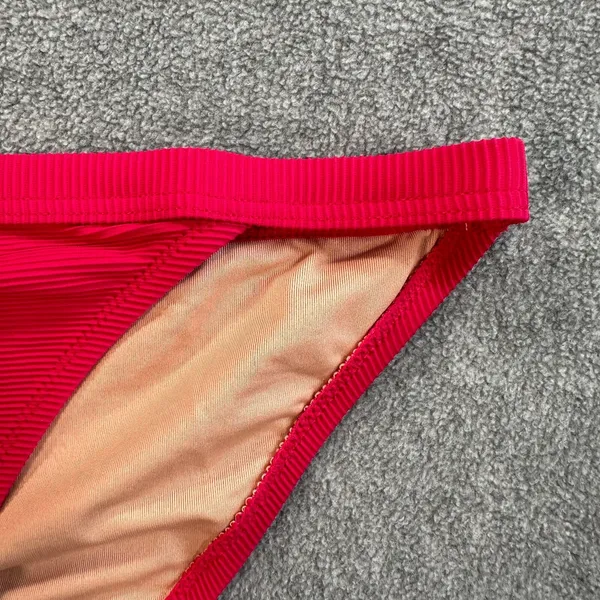 J Crew Ribbed Trim Hipster Bikini Bottom Pink Small BH485 Full Coverage New - Image 2