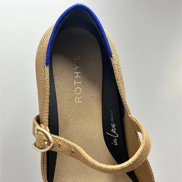 Rothy's The Mary Jane Camel Black Cap Toe Block Heel Knit‎ Shoes Women's 8.5 - Image 9