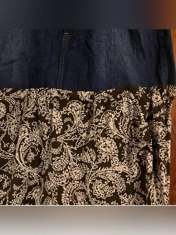 Y2K Denim & Paisley Patchwork Maxi Skirt | Boho Cottagecore Western Festival - Image 2