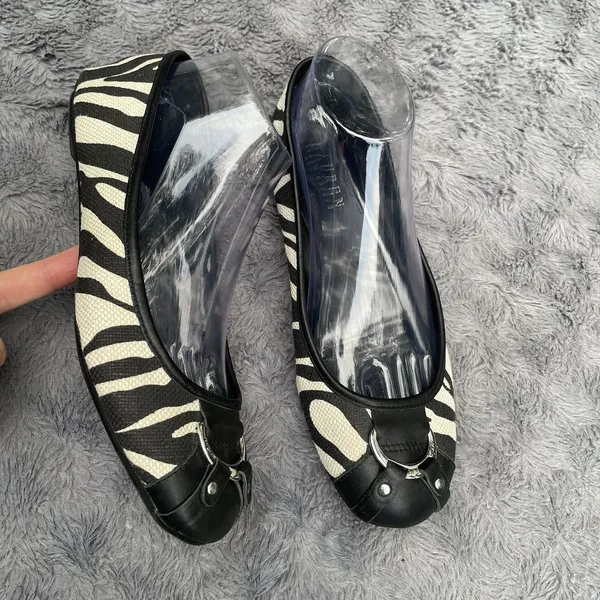 Zebra Ballet Flats Lauren Ralph Lauren Abigail II Black White Buckle Size 8B - Image 12