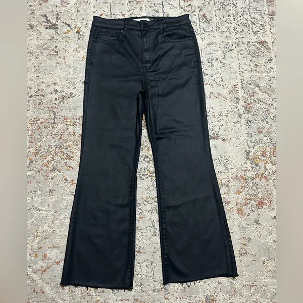 HIDDEN JEANS Coated High Waist Flare Jeans size 30 black - Image 14