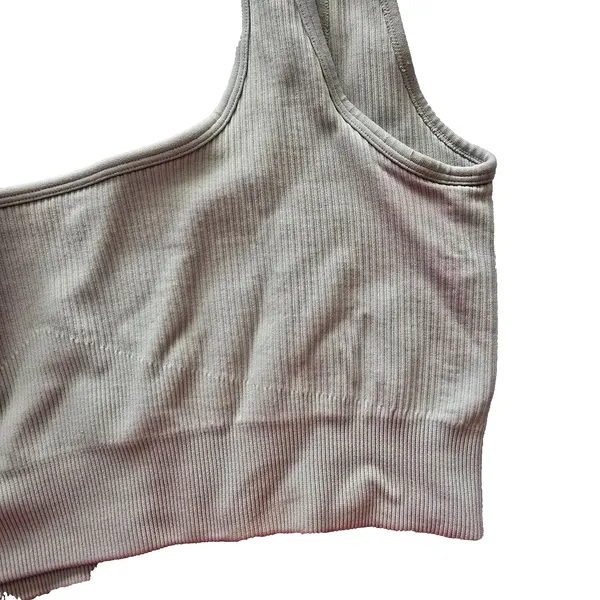 Ribbed Comfort‎ Y2K Bra Top Wireless Pullover Stretch Sleep Active Gray Large - Image 6
