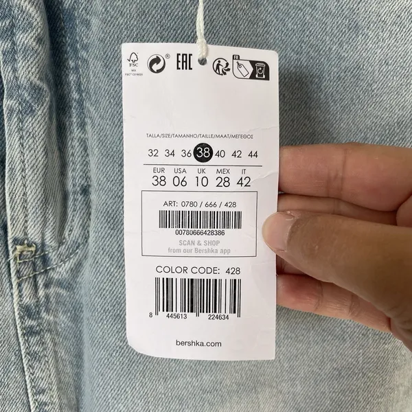 Bershka Denim High-Rise Maxi Skirt 100% Cotton Blue Women's Size EU 38/US 6 - Image 7