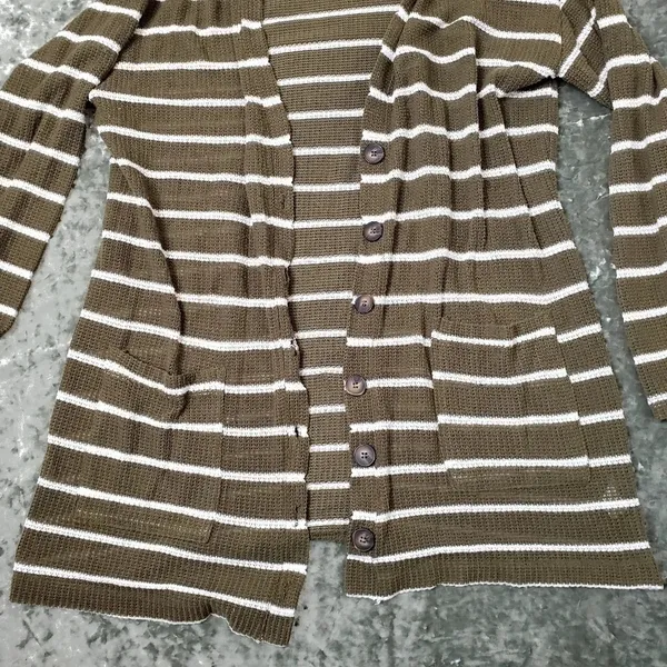 Socialite Striped Knit Button Front‎ Cardigan - Image 3