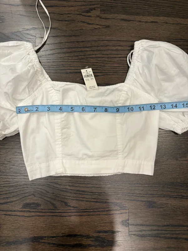 Aerie White Cropped Puff Sleeve Crop Top - Image 2