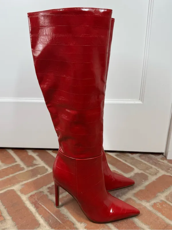 Steve Madden Nitro Red Eel Knee High Boots Size 7.5 Party Night Out Fun Sexy - Image 2