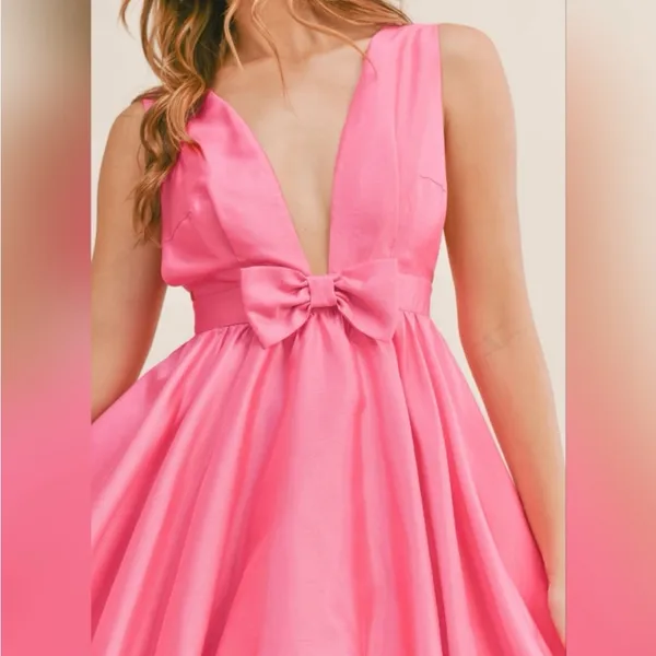 Mable Hot Pink Deep V-Neck‎ Sleeveless Backless Cocktail Mini Dress S $150 - Image 3