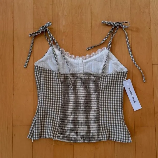 Princess Polly Dalanie green gingham tie top - Image 3