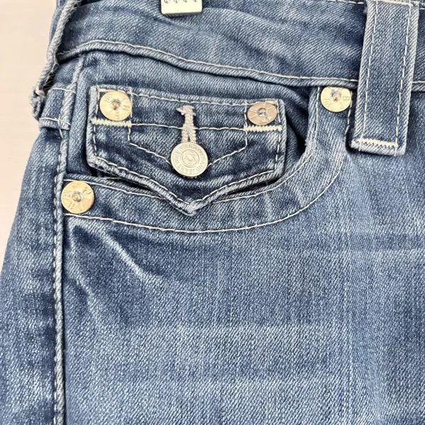 True Religion‎ Women's 25 Straight Leg Jean Blue Pockets Medium Wash Low Rise - Image 8