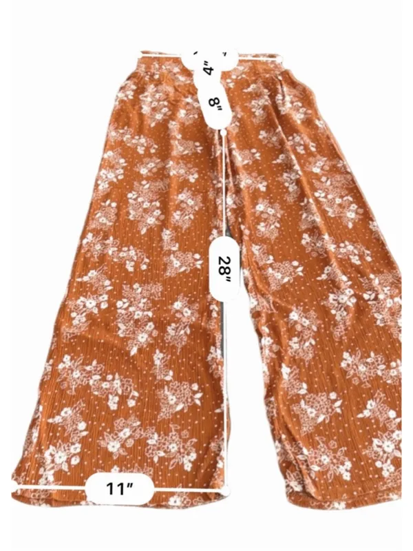 THREE DOTS TO Rust Floral Wide Leg Palazzo Pants - Size M - Image 4