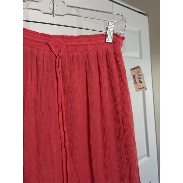 Aeropostale Crochet Inset High Low Maxi Skirt Womens M Pink Boho Rayon Gauze - Image 3
