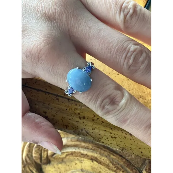 Natural Angelite Tanzanite Sterling Silver Ring Size 8.75 - Image 3