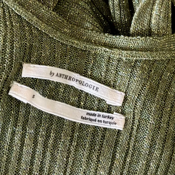 By ANTHROPOLOGIE Long Shine Cardigan‎ Sweater Green Tie Front Knitwear Small - Image 11