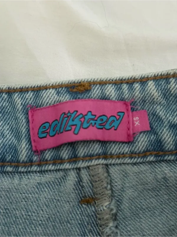Edikted Chiara Denim Micro Skirt in Light Blue - Image 4
