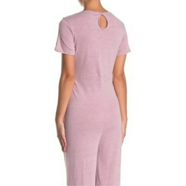 Alternative Women's Pink Tie Waist Jumpsuit Size M Casual Short Sleeve - Image 4