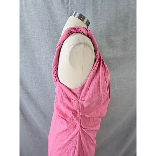 Zara Pink Square Neck Midi Dress Ruched Twisted Straps‎ XL - Image 10