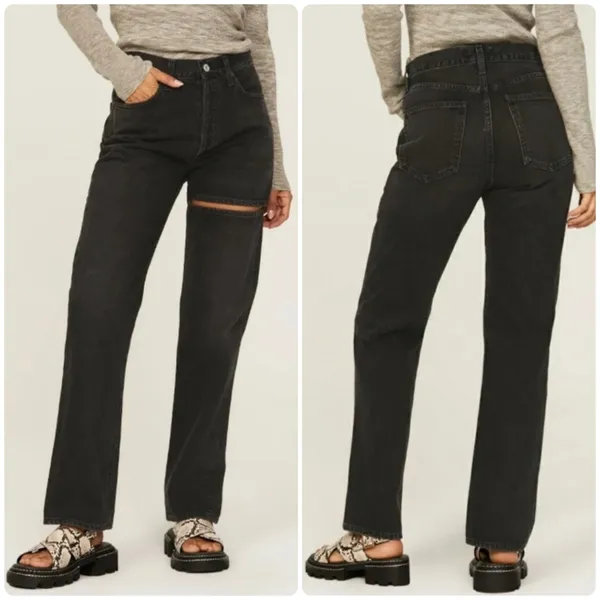 AGOLDE Womens‎ Organic Cotton Lana Slice High Rise Cutout Straight Leg Jeans 29 - Image 2